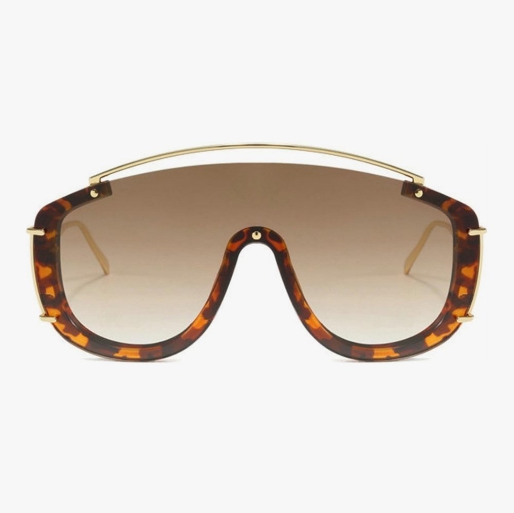 TORTOISE SHELL CURVED GOLD FRAMED SUNGLASSES